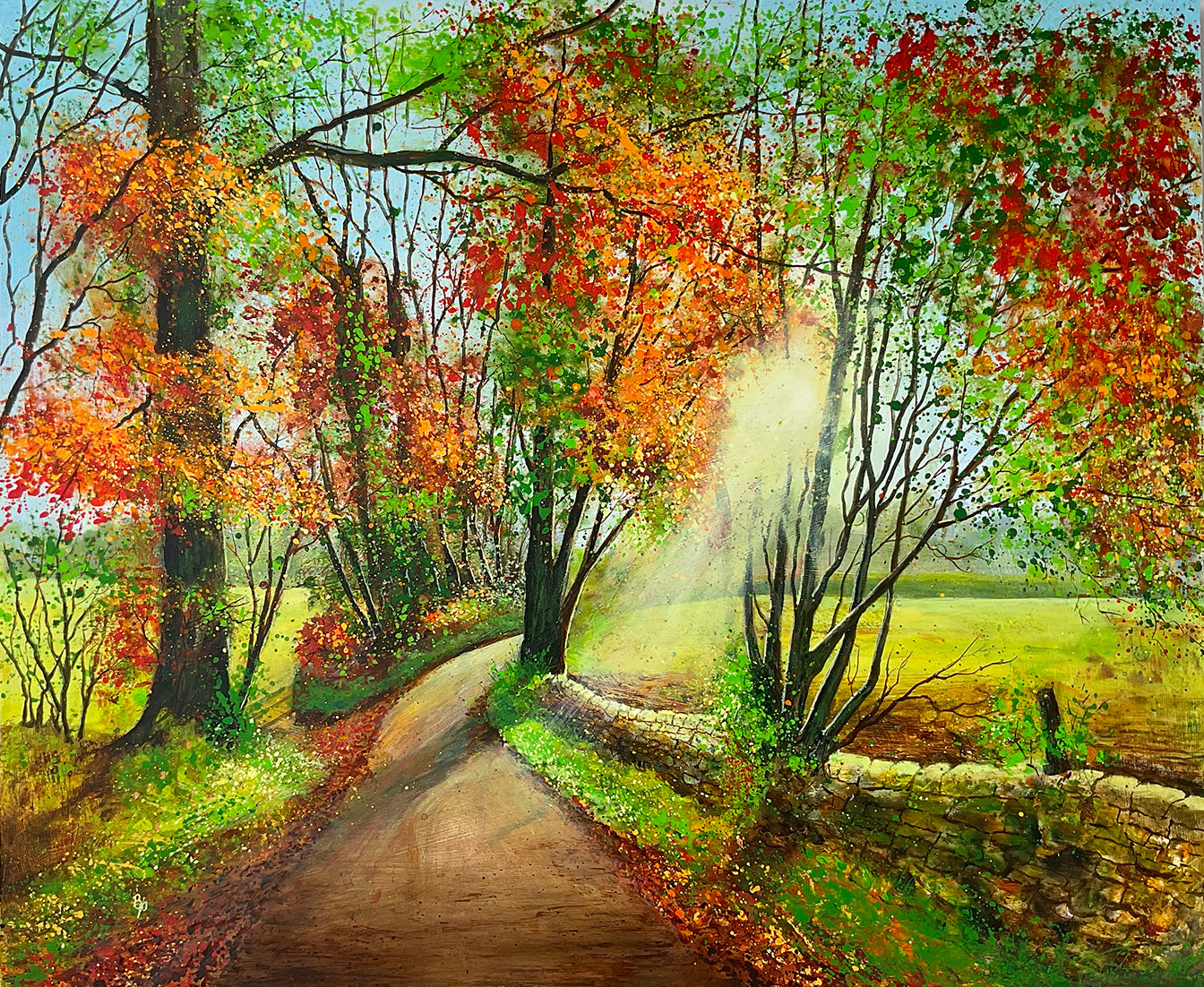 Autumn Sunburst - Mixed Media Painting - Beverley Perry Artist