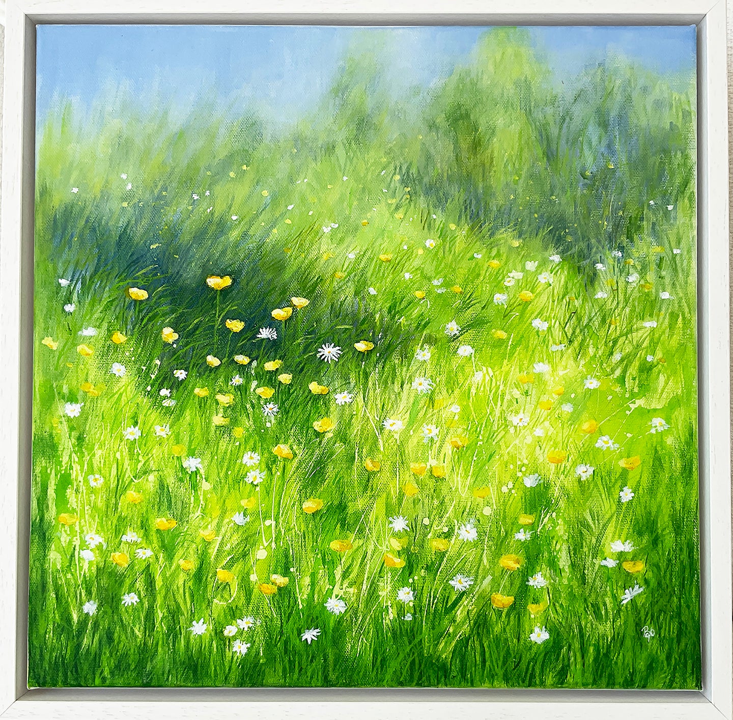 'Buttercups and Daisies'- Mixed Media Original Painting - Beverley Perry Artist