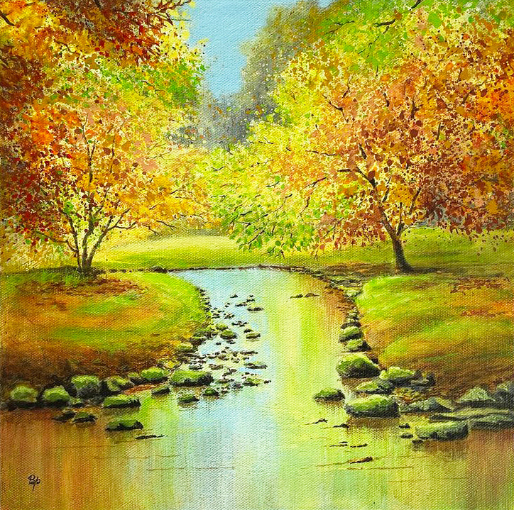 Autumn Stream - Mixed Media - Beverley Perry Artist