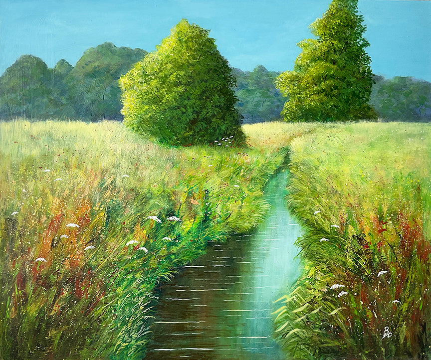 Meadowland Stream - Mixed Media - Beverley Perry Artist