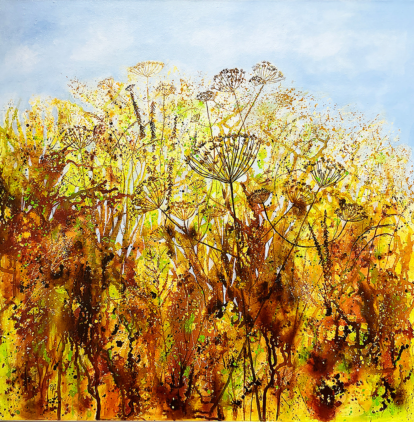 'Seedheads and Grasses' - Original mixed media painting - Beverley Perry Artist