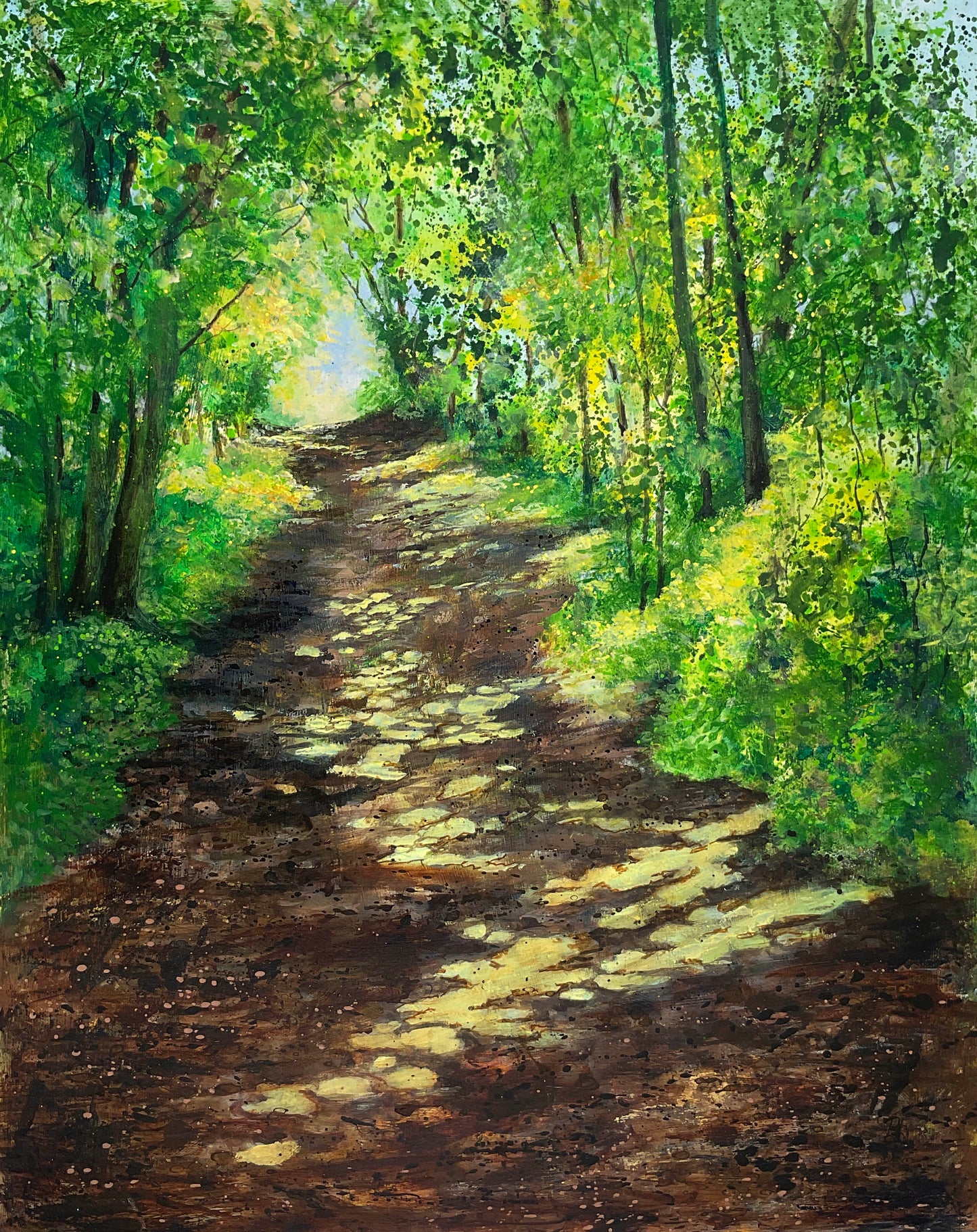 "Footpath of warm earth and Dappled Light" Original painting by Beverley Perry Artist