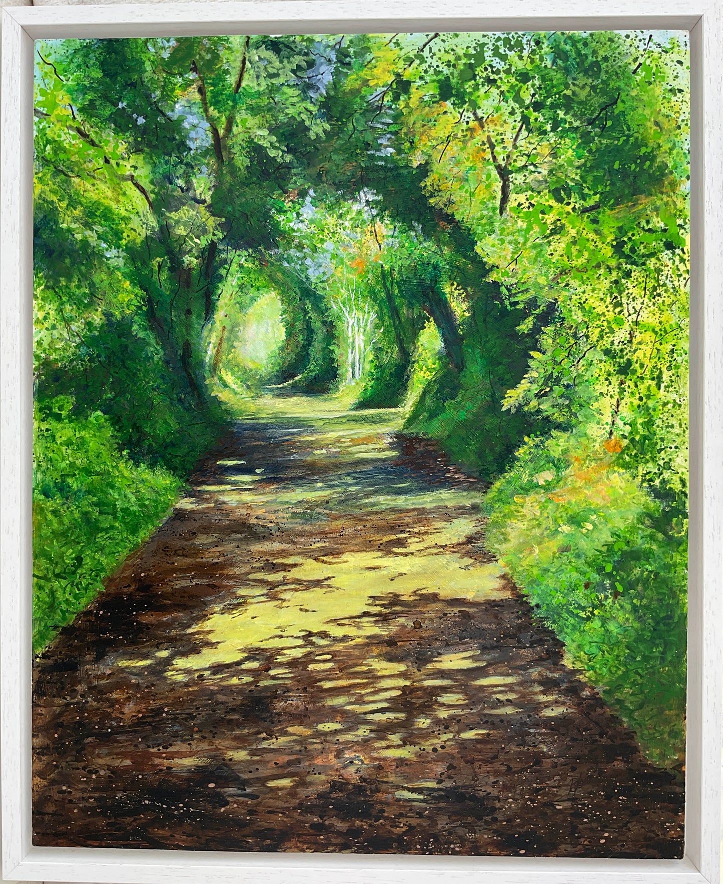 "Where the light settles under the midsummer canopy" Original painting by Beverley Perry Artist